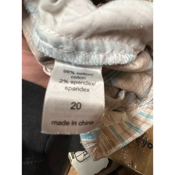 Maurices Plaid Shorts Womens 20 Turquoise Blue Tan Cotton Stretch Casual Summer - Picture 3 of 3